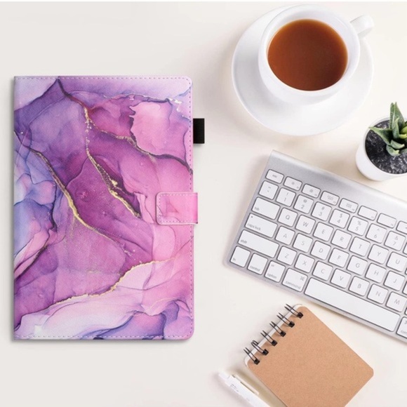 Samsung Galaxy Tab A8 10.5" 2022 Case: Purple Marble PU Leather Stand‎ Cover - Picture 7 of 13